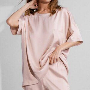 Washable Silk Tee Shirt in Delicate Pink